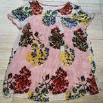 Maeve  ANTHROPOLOGIE Burnout Velvet Floral Semi Sheer Overlay Top‎ S Silk Blend Photo 0