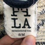 PPLA  Clothing Navy Blue Aztec Fringe Open Front Cardigan S/M Photo 3