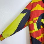 Betty Jackson England Shirt Womens 10 Long Sleeve Button Up Abstract Artsy Wool Red Photo 4