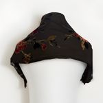 Women's Black And Red Floral Silk Velvet Scarf Photo 3