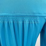 Vintage 70s Maxi Shirt Dress Long Bishop Sleeve Button Front Pleated Belted Blue Size 4 Photo 9