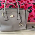 Michael Kors Gray Satchel with Pebbled Leather and Wallet EUC Photo 0