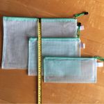 Set/3 Waterproof GREEN Document Zipper Travel Pouches, File Organizers, Clear Photo 5
