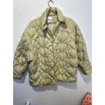 Sandro  Light Sage Gloriana Heart Quilted Puffer Button Up Jacket sz 36 FLAWED Photo 3