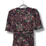 Ba&sh Floral Print V Neck Short Sleeve Midi Dress Purple Green Women's Size 1 Photo 8
