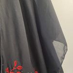 Jessica McClintock  Black Poncho with Red Floral Design Photo 3