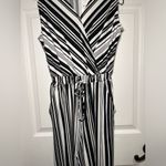 Ny Collection Jumpsuit Size Small Black White Stripes Wide Leg Cropped Photo 3