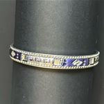 Women’s vintage silver‎ tone/blue patterned bangle bracelet one size Silver Photo 1