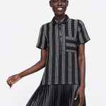 ZARA woven striped pleated dress Photo 0