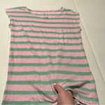 J.Crew Pink Green Stripe 100% Linen Cap Sleeve Pocket Shirt Top Size XS *FLAW* Photo 4