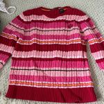Liz Claiborne Striped Cardigan sweater pink red Photo 0