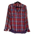 Free People  Magical Plaid Floral Embroidered Button Down Shirt Womens XS Photo 1
