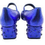 Geox Respira Metallic Blue Mary Jane Block Embellished Jewel Block Heel 37.5 7 Photo 4