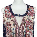 JODIFL Tunic Dress Blouse Size Small Blue Boho Scarf Print Trapeze Swing Top Photo 1