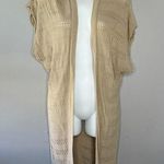 BELLDINI Beige Tan Open Knit Cardigan Vest Kimono Size M Photo 0