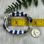 Football helmet white blue bead stretchy bracelet Photo 6