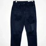 American Eagle  Mom Jeans Black Distressed Denim Size 10 / 29 Long NWT Photo 0
