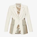 Good American Cut Out Blazer in Stone Wash Grey Size 2 US Medium Photo 3