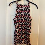 White House | Black Market Pink and Black Geometric Print Tank with Silver Chain Photo 1