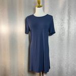 Cozy Earth Navy Blue Ribbed Tencel Bamboo Blend Short Sleeve Tunic Dress Size S Photo 11