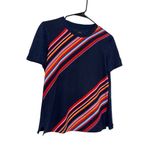 Tory Burch Kayla Asymmetric Striped T-Shirt Photo 4