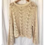 ZARA Cream Crochet Knit Open Weave Sweater Boho Scalloped Hem S Festival Beach Photo 0