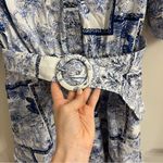 Joie  Blue White Toile Printed Belted Mini Dress 10 Photo 7