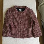 Loft Wool Blend Swing Coat Jacket Red, Black Checked Plaid - Sz 14 Photo 3