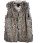 Rachel Zoe Brown tones Shaggy Boho Preppy Warm Lined Faux Fur Vest size Medium Photo 2