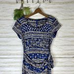 Vintage Blue Flower Doodle Art Teacher Sarong Faux Wrap Dress Photo 2