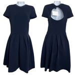 Valentino Garavani Valentino Ribbed Cutout Bow Dress Size Medium in Navy blue fit & flare Photo 1