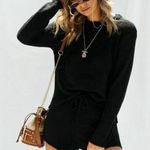 Sabo Skirt  Black Knit Loose Fit Crewneck Pullover Sweater S Photo 0