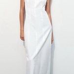 ZARA New  White Cotton Bow Gabardine Midi Dress Size Small NWT Photo 0