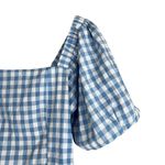 Lena Mini Dress Womens L Blue Gingham Smocked Puff Sleeve Prairie Cottagecore Size L Photo 1