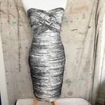 Herve Leger Black & White Print Strapless Bandage Dress Photo 2