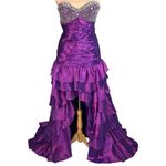 Deb Strapless Purple Jewel Hi Low Ball Gown Ruched Ruffles Size 5/6 Formal Dress Photo 1