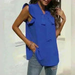 Generic Women's Summer Casual Solid Sleeveless Ruffle Elegant Blue Blouse Sz 2X‎ Photo 9