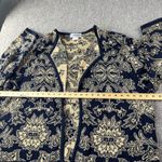 VTG Breckenridge II Navy Blue Beige Knit Cardigan Sweater Floral Paisley XL Photo 4