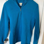 L.L. Bean Womens Pullover Large Regular Quarter Zip Mock Neck Cobalt Blue Fleece Photo 0