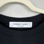 SONNET JAMES Reese Black Textured Dress Size Small Waffle Knit Midi Long Sleeves Photo 4