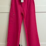 FIGS High Waisted Isabel Wide Leg Scrub Pants in Shocking Pink, Size Medium Photo 0