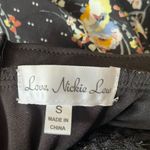 LOVE, NICKIE LEW Black Floral Spaghetti Strap Mini Skater Dress Size Small } EUC Photo 3