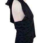 Chaiken Dark Navy Short Puff Sleeves Patterned Casino Wrap Halter Top Size 6 Blue Photo 5