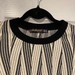 Samsara Size 10 Black Cream Knit Chevron Long Sleeve Dress Faux Leather Pockets Photo 3