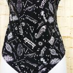 Harry Potter Spells Swimsuit Womens S Black White Spell Words Graphic Back Strap Photo 6