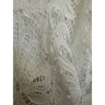 White Boho Crochet Lace Drop Waist Puff Sleeve Dress Size Large Bridal Cocktail Photo 5