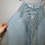 WAYF NWT ‎ Blue Lace Trim Cami Tank Top Criss Cross Spaghetti Strap girly Small Photo 1