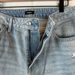 EXPRESS  Jeans High Waisted Light Wash 50/50 Rigid Stretch Ripped Wide Leg 10R Photo 4