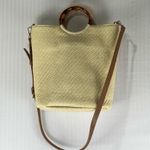 Banana Republic Natural Woven Paper Straw Tote Bag Tortoise Shell Coastal Boho Photo 0