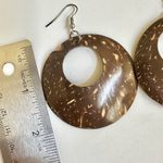 Coconut Shell large circle Earrings Brown Photo 2